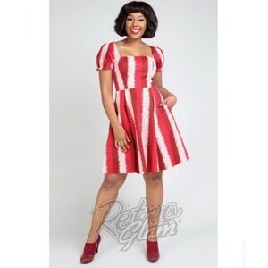 Collectif Red and White Striped Dress